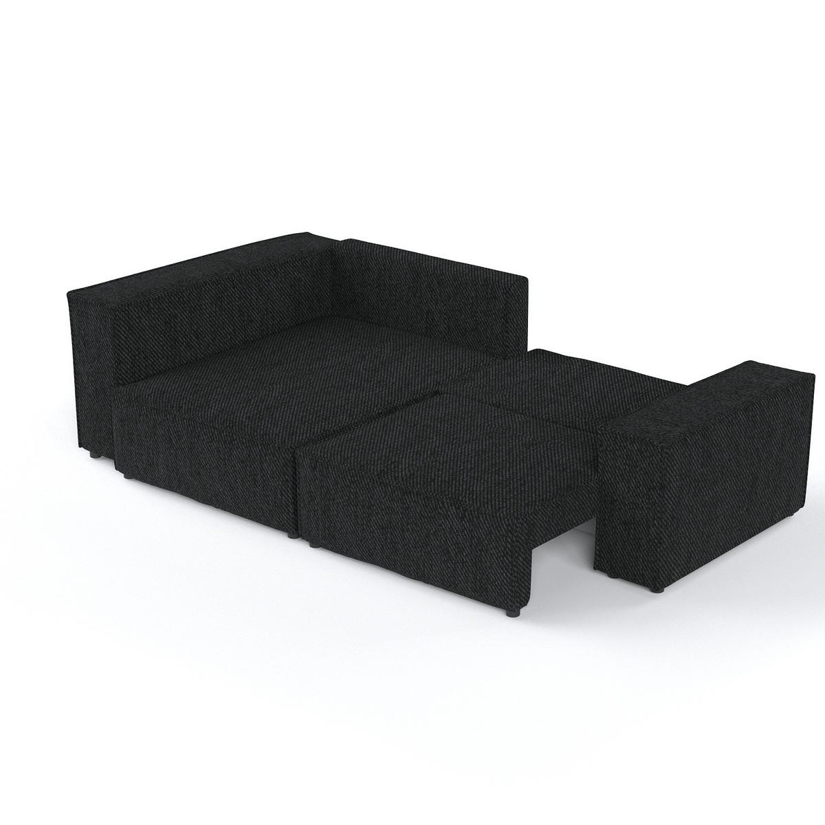 ECKSOFA AVION mit Schlaffunktion Schwarz im Neve Stoff - Schwarz, Holz/Holzwerkstoff (253/148cm) - AltaBeds