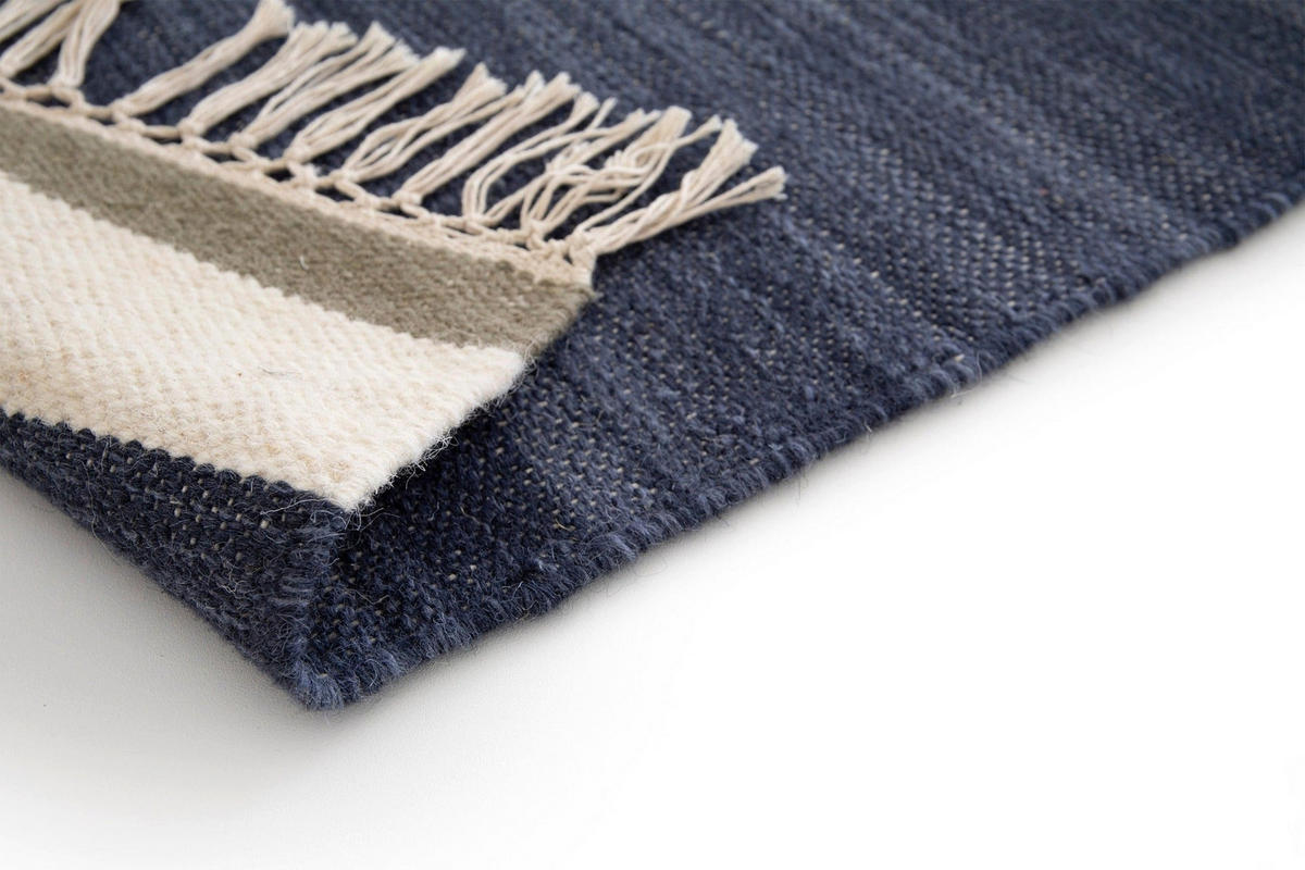 TEPPICH aus Wolle und Baumwolle blau - Blau, Naturmaterialien (80/150cm) - AFK Living