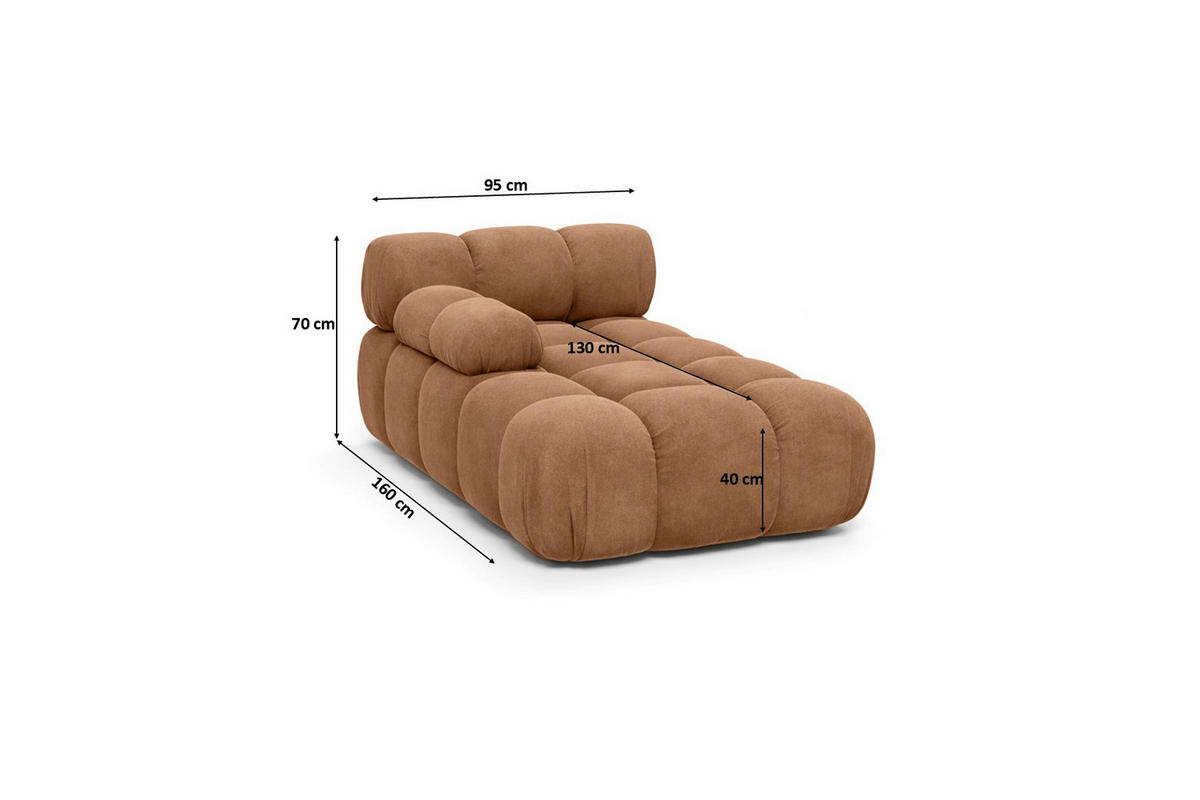 CHAISELONGUE Modular, Veloursstoff Salvador, Dunkelbeige, Links, Selia - Dunkelgrau/Beige, Holz (95/70/160cm) - Kaiser Möbel