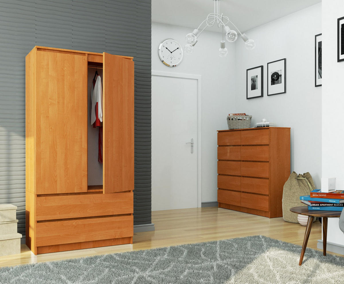 KLEIDERSCHRANK Erlefarben 180x51x90 cm - Erlefarben, Holzwerkstoff (180/180/51cm) - Akord