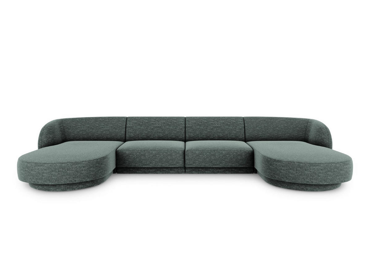 PANORAMASOFA Miley aus Chenille-Stoff petrol 5 Sitzplätze - Petrol, Textil (156/70/330cm) - Micadoni