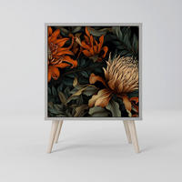 SIDEBOARD DAWN BLOOM, Grau, 57,5x42x77,5 cm, Schräge Buchenholzfüße - Buchefarben/Multicolor, Holzwerkstoff/Buchenholz (57.5/77.5/42cm) - SpaceRebels