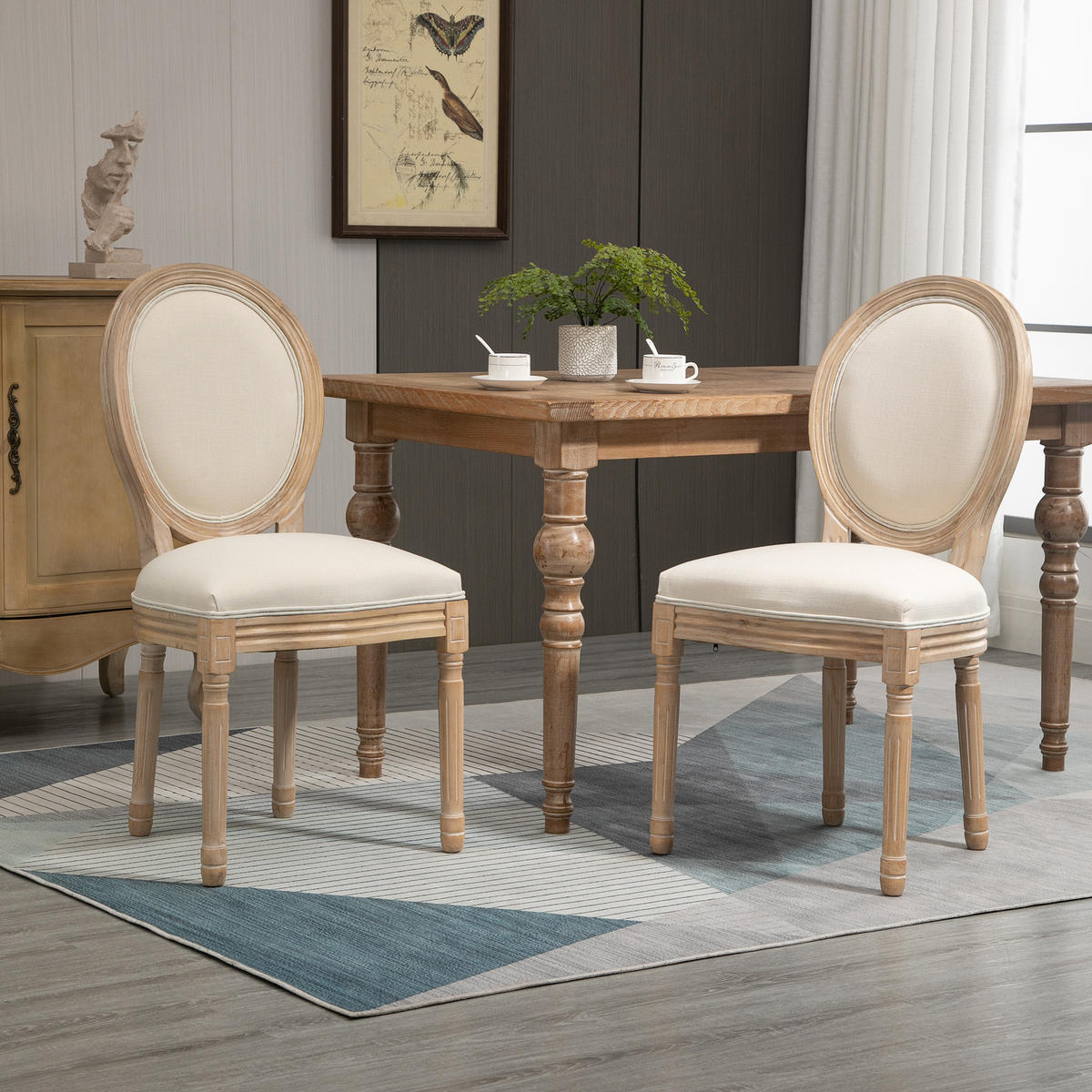ESSZIMMERSTÜHLE, Schaumstoff Creme+Natur - Creme, Kunststoff (56/96/49cm) - HOMCOM
