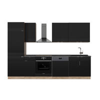 KÜCHENZEILE Fame-Line Schwarz gestreift/Goldkraft Eiche 300 cm , AP Anthrazit - Eichefarben/Schwarz, Holzwerkstoff (300/206.8/60cm) - Vicco