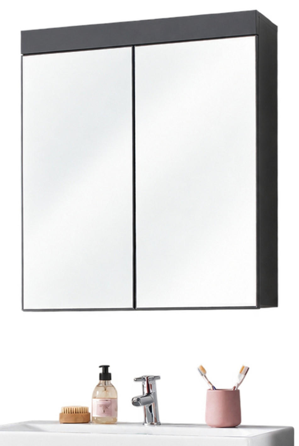 Top.Furn Spiegelschrank Grau 60x77x17 cm