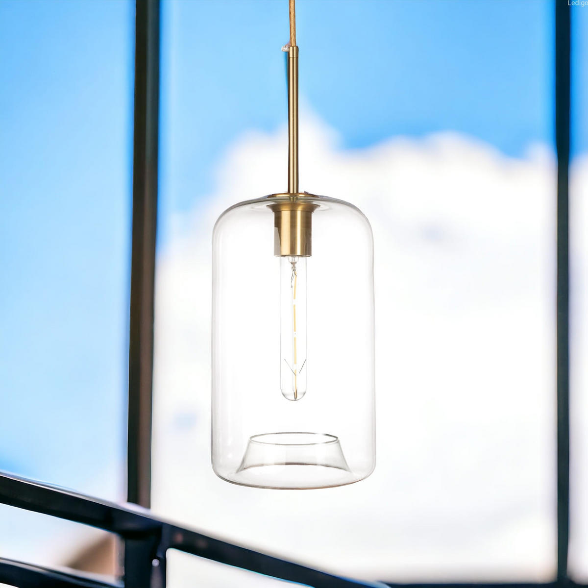 PENDELLEUCHTE Paris - Transparent/Goldfarben, Glas/Metall (18/18/125cm) - kiki design