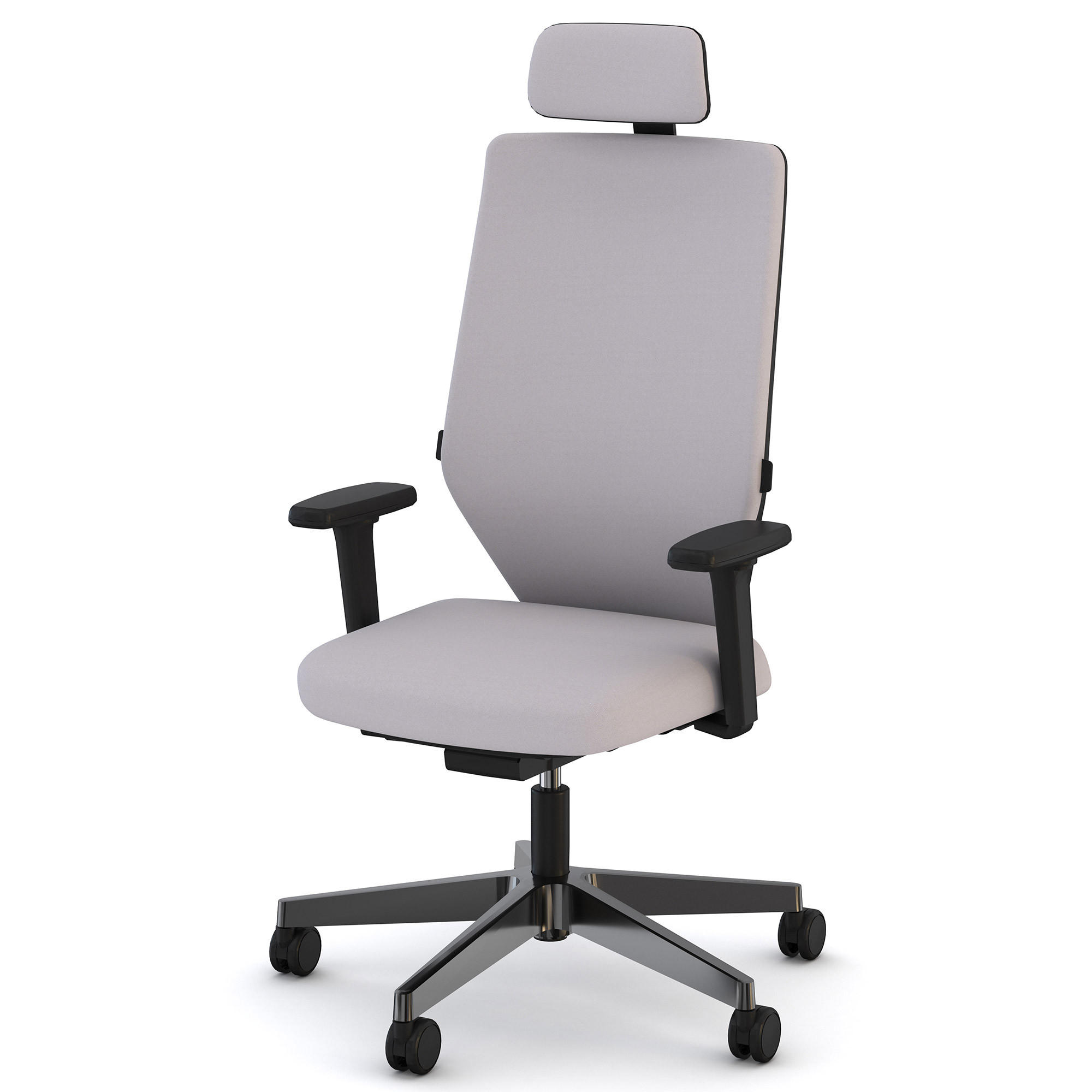 DREHSTUHL Bürostuhl Streamo mit Polsterrücken und Kopfstütze / wie Sitz Hellgrau Ergonomischer Polsterrücken - Hellgrau, Textil (48/132/63.5cm) - ASSMANN