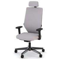 DREHSTUHL Bürostuhl Streamo mit Polsterrücken und Kopfstütze / wie Sitz Hellgrau Ergonomischer Polsterrücken - Hellgrau, Textil (48/132/63.5cm) - ASSMANN