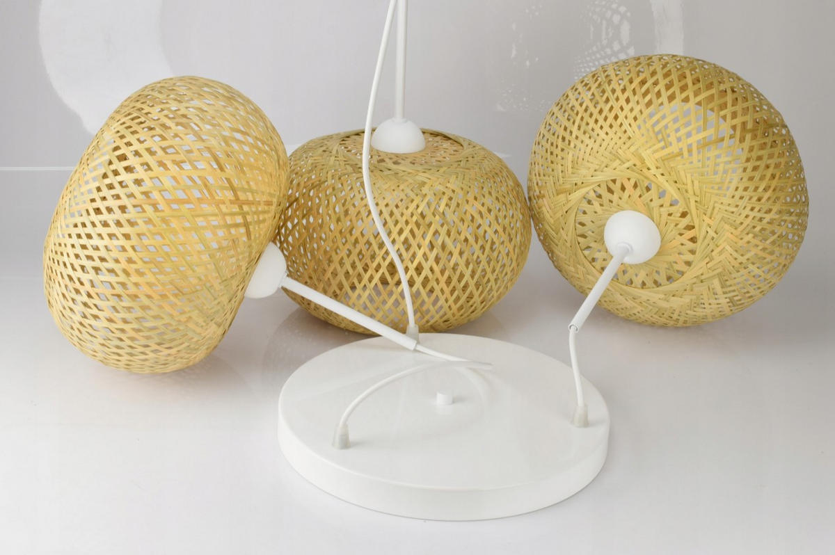 PENDELLEUCHTE BOHO - Beige/Weiß, Holz/Metall (48/48/100cm) - kiki design
