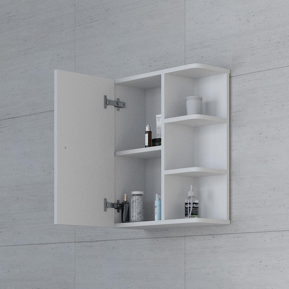 BADSCHRANK Fynn Weiß 47.2 x 59.2 cm - Weiß, Holzwerkstoff (47.2/59.2/21cm) - Vicco