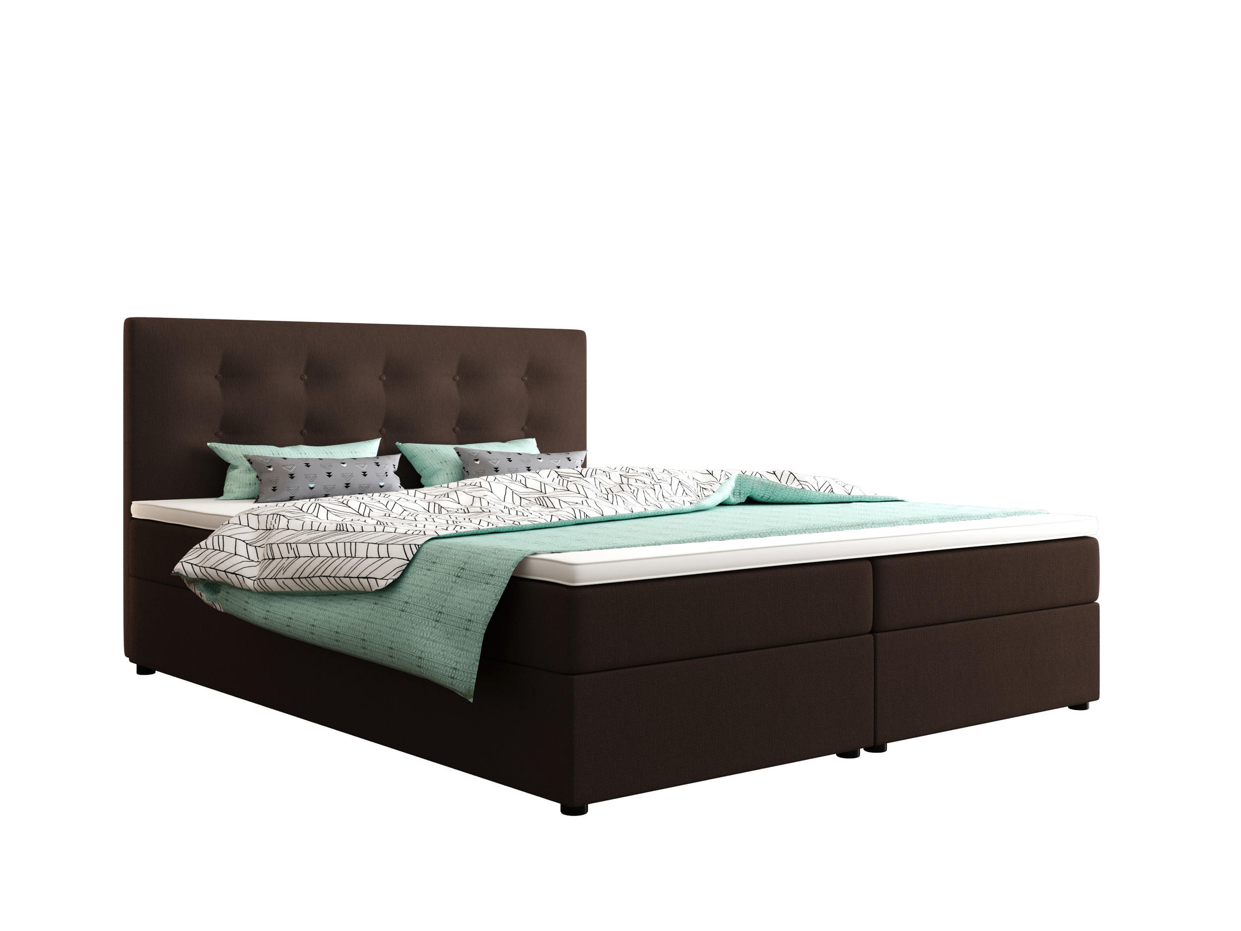 BOXBETT FADO 22 mit Matratze H3, Bonell und Topper 140x200 Cosmic 800 - Dunkelbraun, Holz/Textil (140/200cm) - Bedante