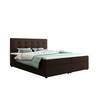 BOXBETT FADO 22 mit Matratze H3, Bonell und Topper 140x200 Cosmic 800 - Dunkelbraun, Holz/Textil (140/200cm) - Bedante