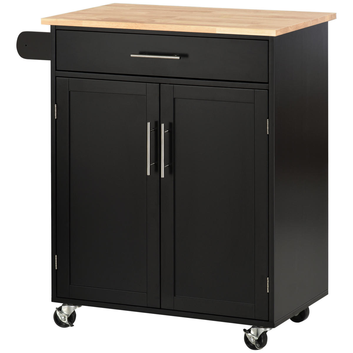 KÜCHENWAGEN, Schublade, 2-türiger Schrank, Rollen, Seitenstange, schwarz, 83x45x91,5cm - Multicolor, Metall (83/91.5/45cm) - FORIOUS
