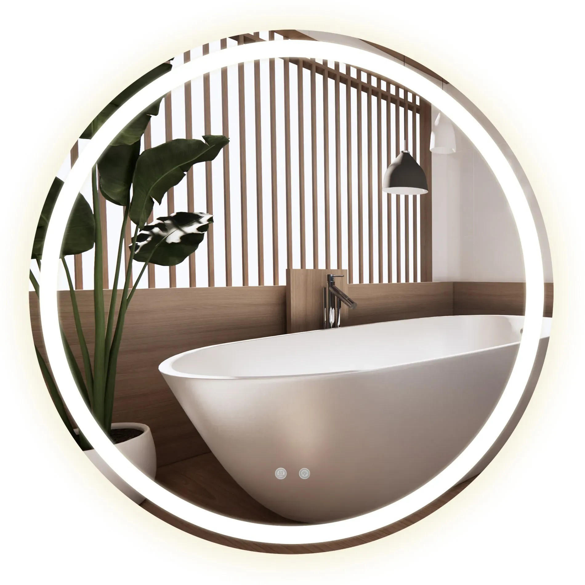 SPIEGEL Rea Led 70cm Bas - Hellgrau, Glas (68.5/68.5/2cm) - REA