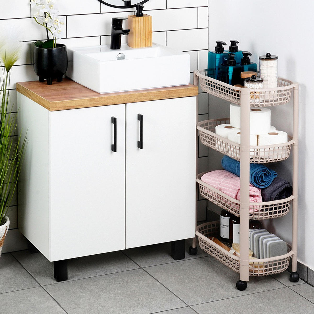 KÜCHENWAGEN Basic Beige 46.5/26/14 cm Kunstoff - Beige, Kunststoff (26/79/46.5cm) - Mondex