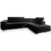 ECKSOFA SELVA R-S Schwarz Velours-Stoff mit Schlaffunktion - Schwarz, Holz (275/202cm) - MASSENO