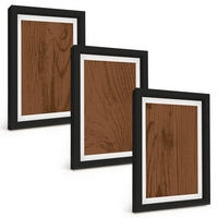 BILDER SET 3er Set - 20x30 cm Schwarzer Rahmen - Holzstruktur, Rinde, Minimalismus - Schwarz, Kunststoff (20/30cm) - TULUP
