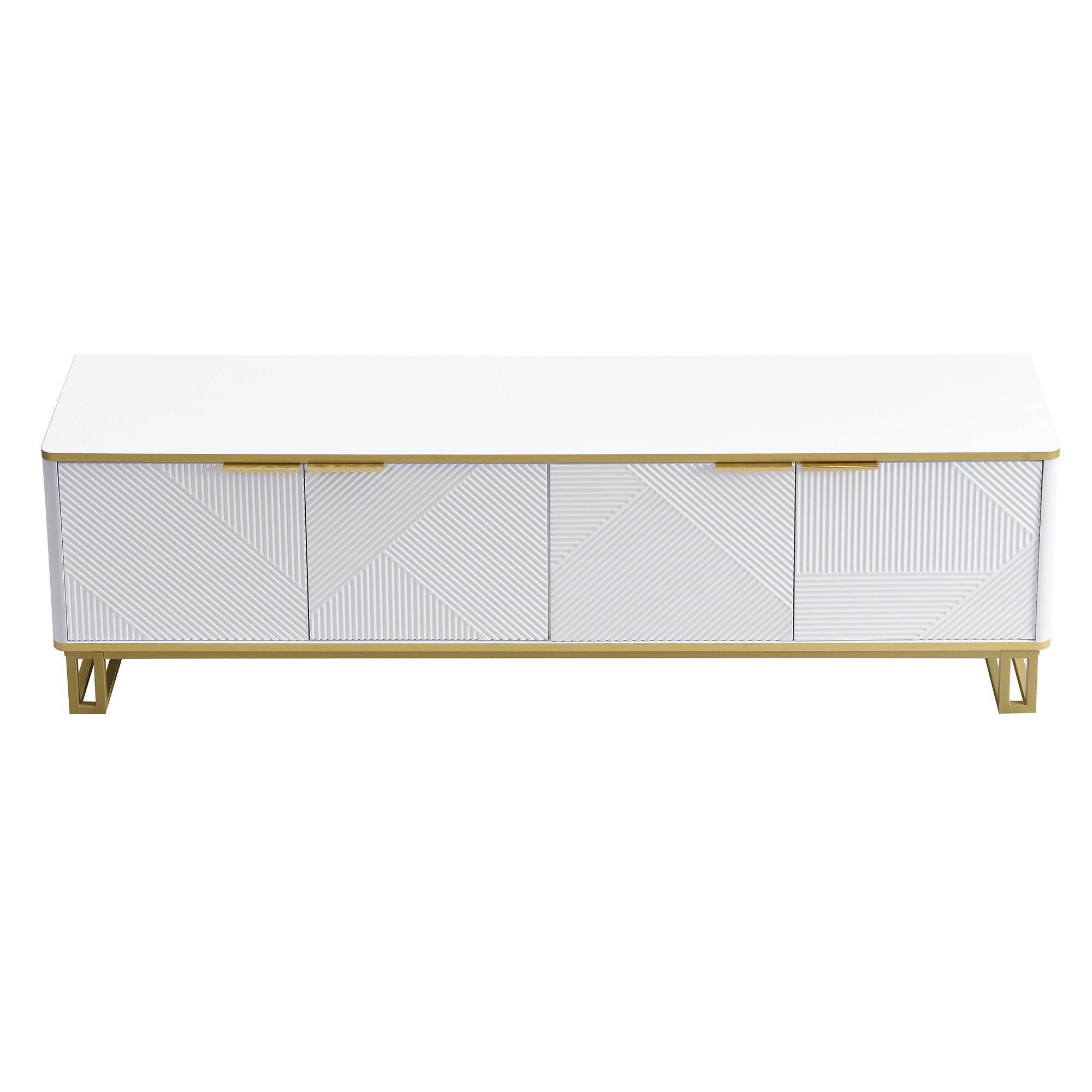 TV-LOWBOARD Weiß-Gold 160/37.5/48 cm - Weiß, Holzwerkstoff (160/48/37.5cm) - PANGIVO