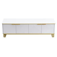 TV-LOWBOARD Weiß-Gold 160/37.5/48 cm - Weiß, Holzwerkstoff (160/48/37.5cm) - PANGIVO