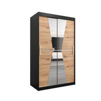 SCHWEBETÜRENSCHRANK 200/120/62 2-türig - Silberfarben/Schwarz, Holz/Kunststoff (120/200/62cm) - Abiks Möbel