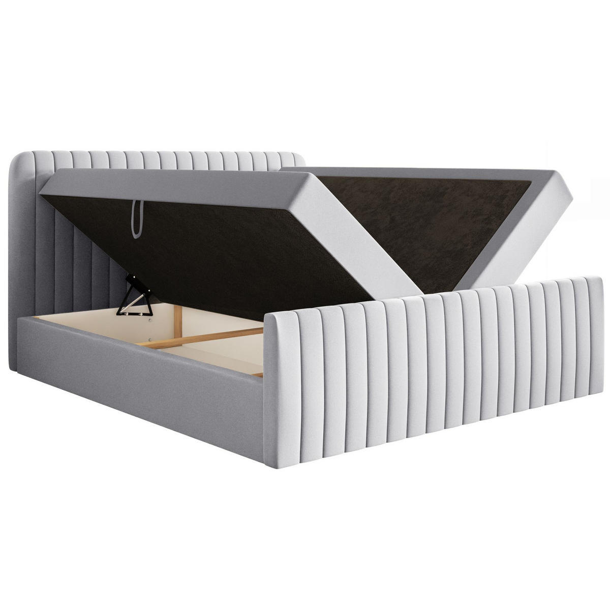 BOXBETT Saliano mit Topper und Chenille-Bezug Hellgrau, 140x200 cm - Hellgrau, Kunststoff/Textil (140/200cm) - Selsey