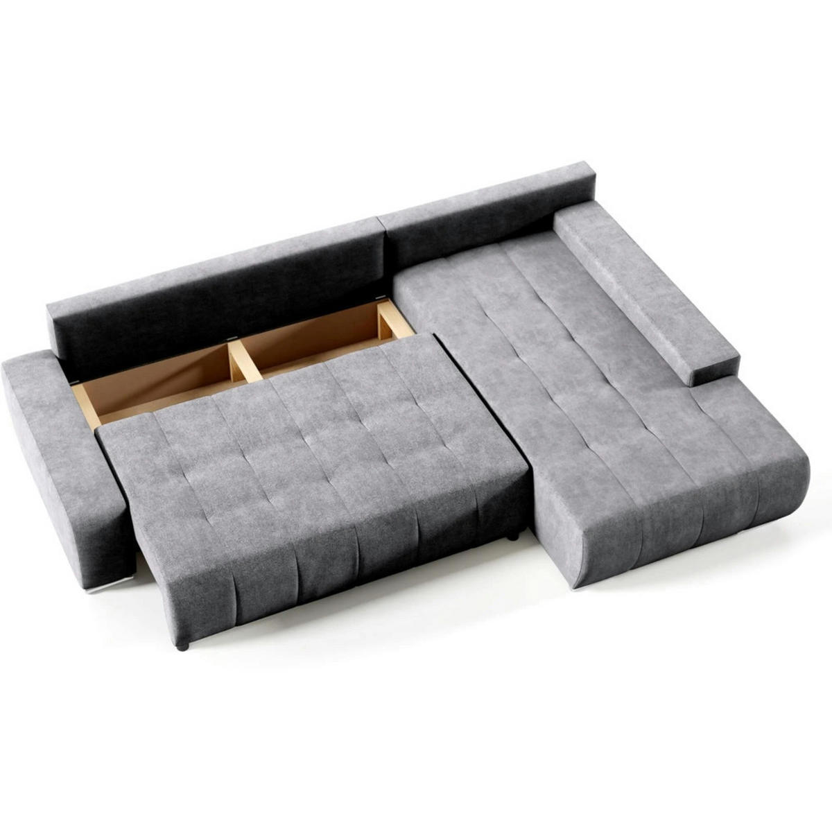 ECKSCHLAFSOFA Draco L Dunkelgrau - Dunkelgrau/Silberfarben, Textil/Metall (267/186cm) - Beautysofa