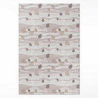 TEPPICH 140x210 cm Boho-Blätter auf Wellen Hintergrund - Dunkelgrau, Kunststoff (140/210cm) - Wallfluent