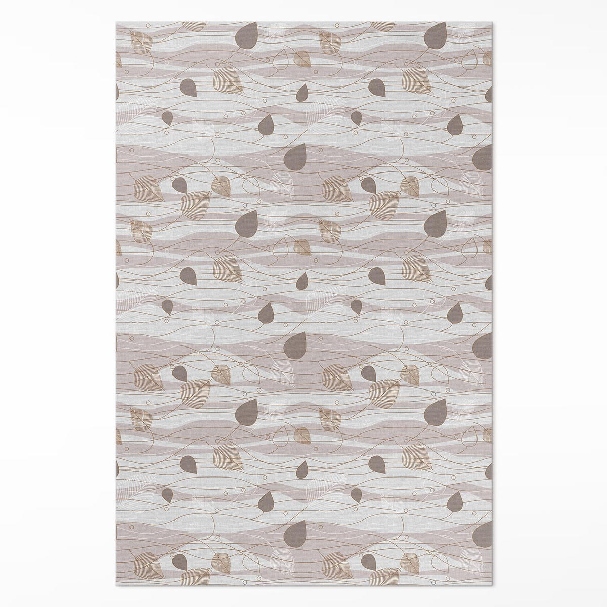 TEPPICH 140x210 cm Boho-Blätter auf Wellen Hintergrund - Dunkelgrau, Kunststoff (140/210cm) - Wallfluent