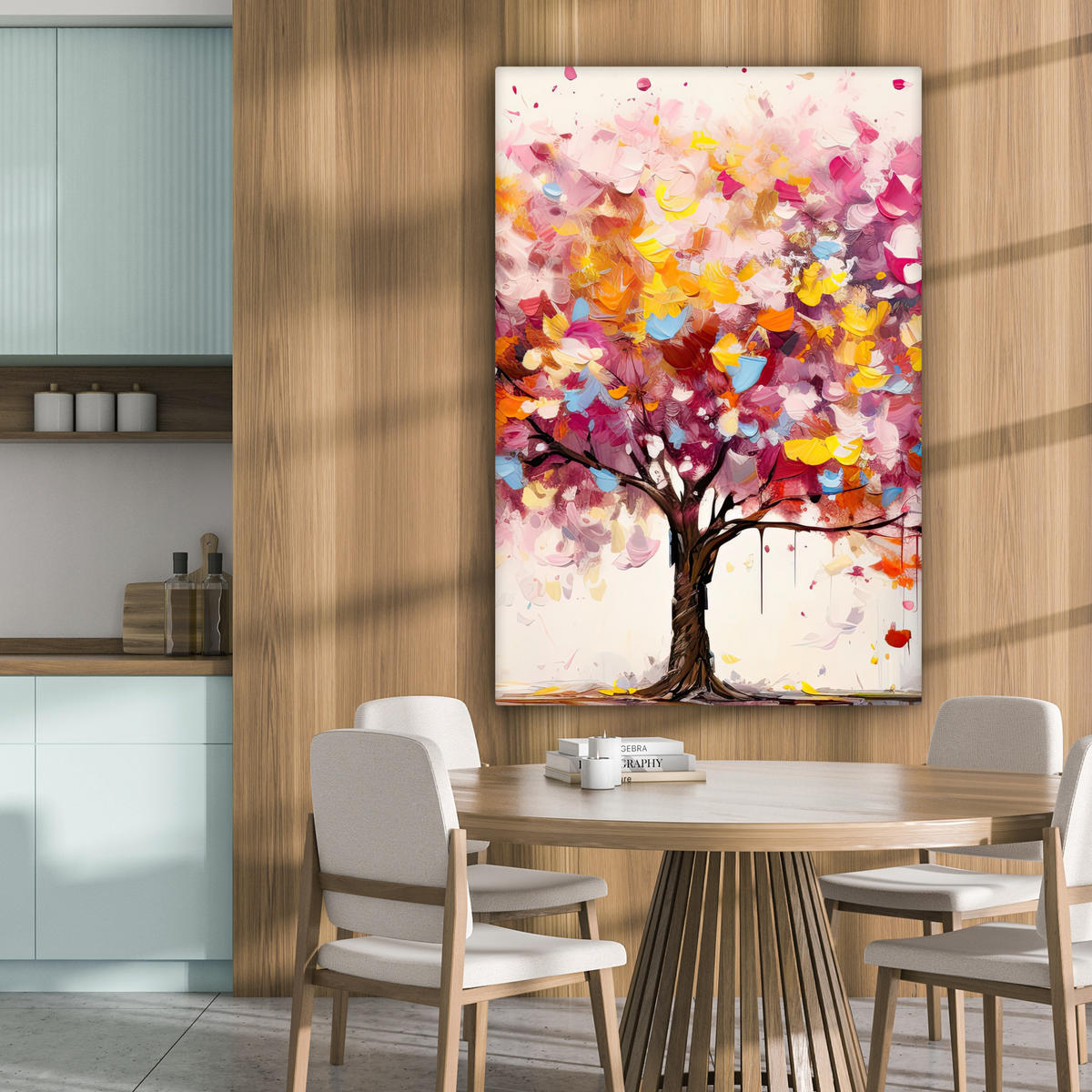 LEINWANDBILD Aquarell - Baum - Kunst - Abstrakt 80x120 cm - Multicolor, Textil (80/120cm) - MuchoWow