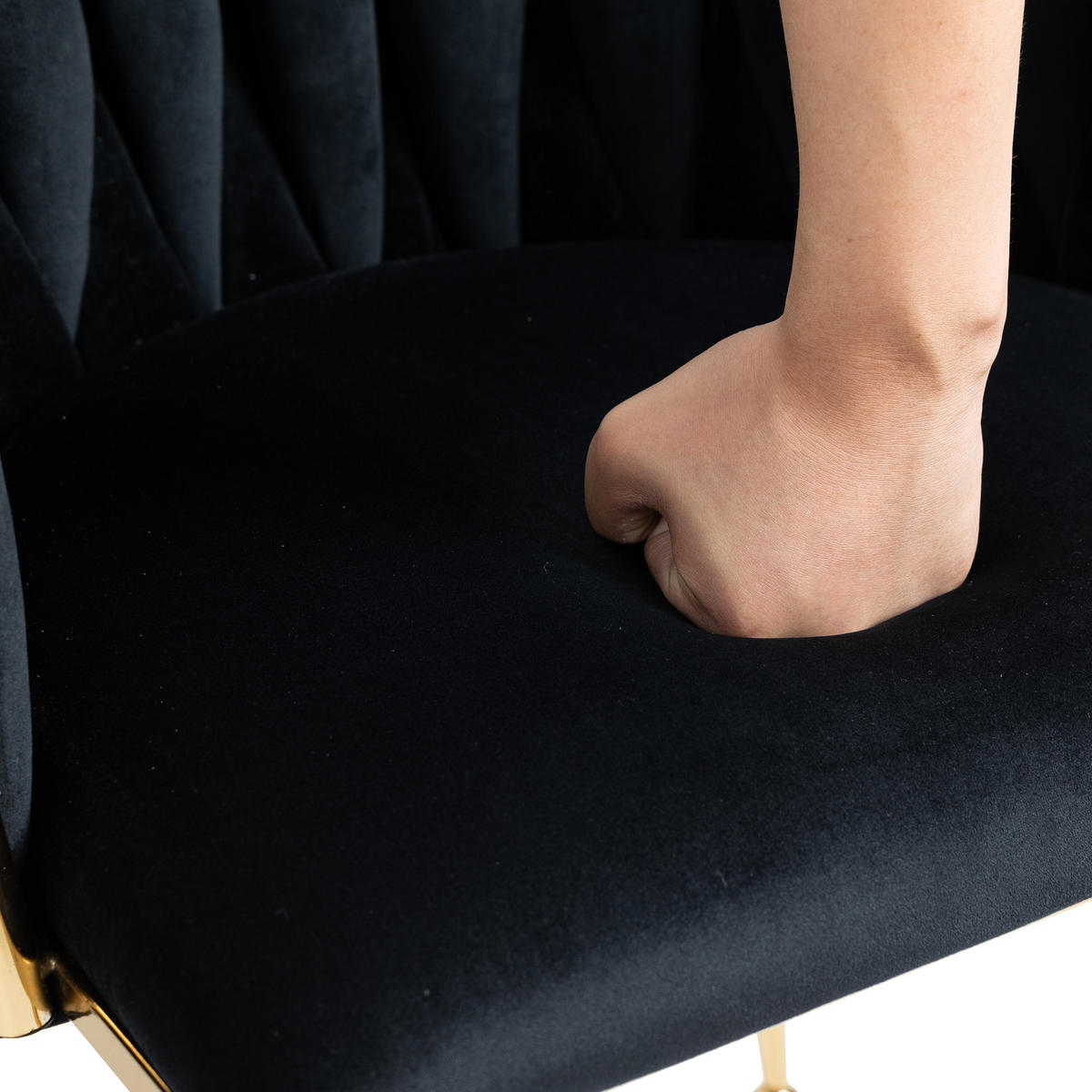 ESSZIMMERSTUHL 2er-Set aus Samt mit Goldbeinen - Schwarz, Textil (55.5/74/41cm)