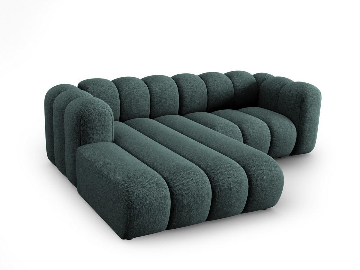 ECKSOFA modular links Lupine aus Chenille-Stoff petrol 3 Sitzplätze - Petrol, Textil (177/230cm) - Micadoni