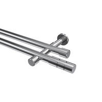 GARDINENSTANGEN-SET Prestige Elanto 180 cm, 2-läufig (ohne Ringe), 20 mm Ø Chrom - Chromfarben, Metall (180cm) - INTERDECO