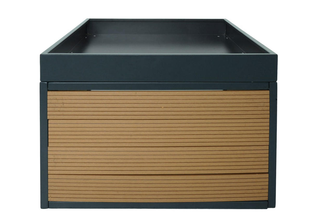 MÄHROBOTER-GARAGE mit Pflanzkasten 40x60x73cm WPC Metall Eiche-Optik - Eichefarben, Metall (60/40/73cm) - PROREGAL