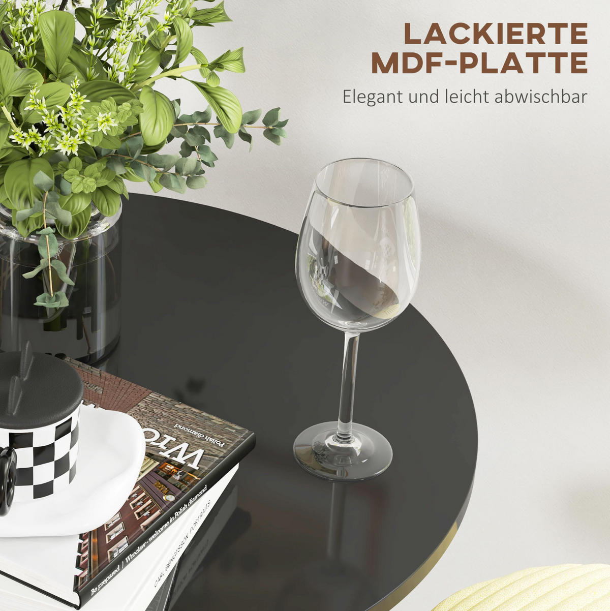 RUNDER Bartisch 60/60/102 cm mit Metallgestell in Schwarz - Schwarz, Holzwerkstoff (60/60/102cm) - BEAOK