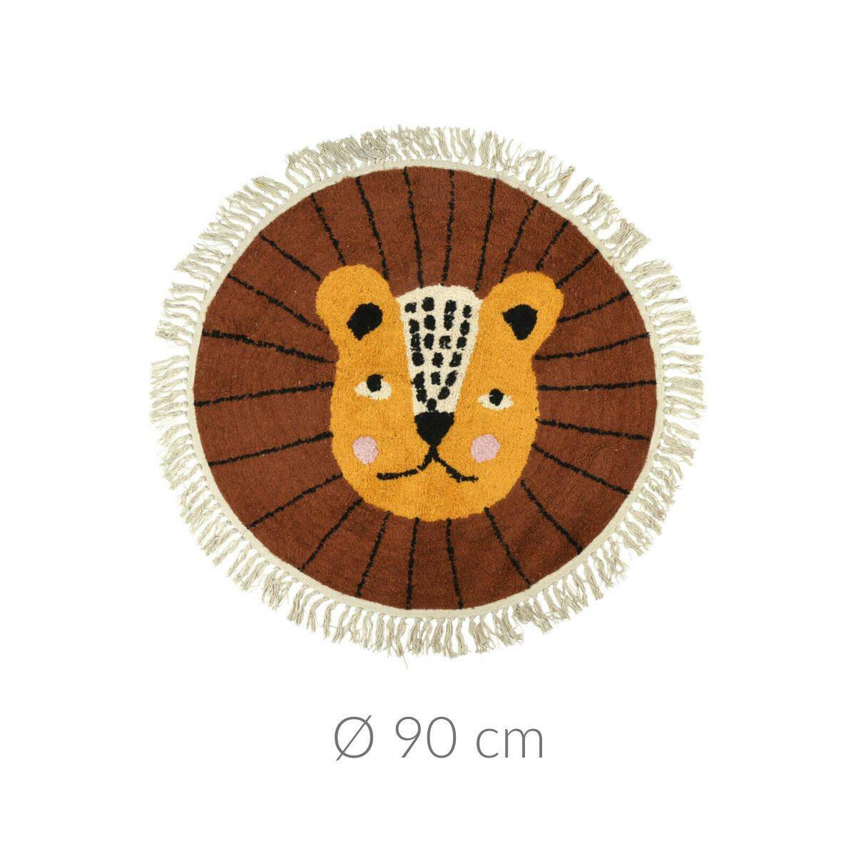KINDERTEPPICH Animals Ø 90 cm mit Fransen - Braun/Orange, Naturmaterialien (90/90cm) - Home Styling Collection