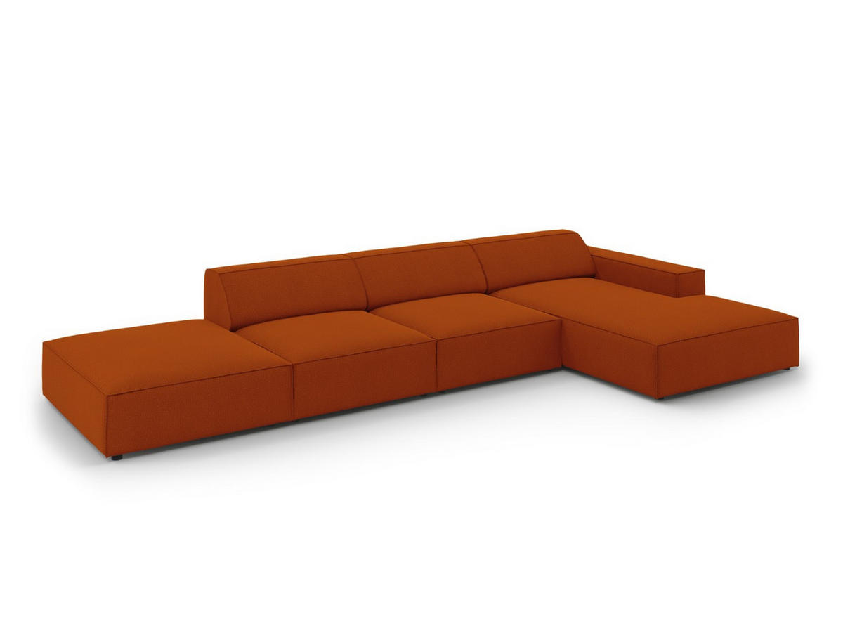 ECKSOFA rechts Jodie aus strukturiertem Stoff terrakotta 5 Sitzplätze - Terracotta, Textil (166/341cm) - Micadoni