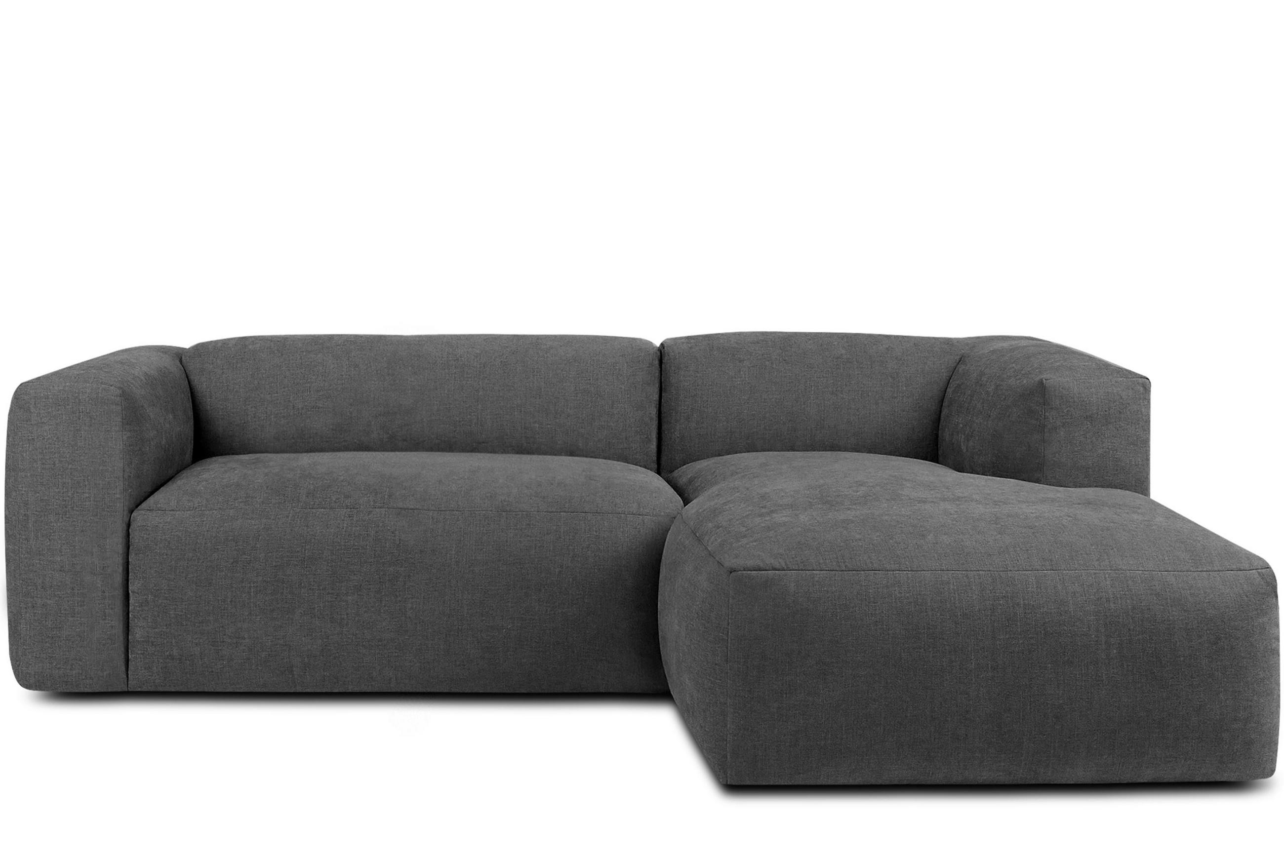 ECKMODULSOFA-RECHTS BUFFO 3/4 Sitzer mit extrem weicher Sitzfläche, Gewebestoff, aschfahl - Grau, Textil (237/180cm) - KONSIMO®