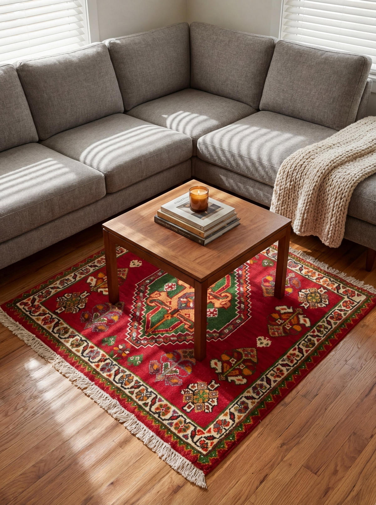 TEPPICH Gashgai Rot 50/50 cm Schurwolle - Rot, Textil (50/50cm) - Looma