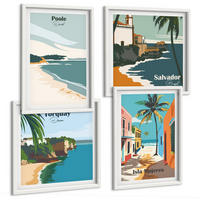 BILDER SET 4er Set - 50x50 cm & 40x60 cm Weißer Rahmen - Tropische Strände und Palmen - Weiß, Kunststoff (50/50cm) - TULUP