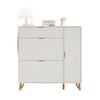 SCHUHSCHRANK 110x24x118,5cm mit Klappen & Seitenschrank - Weiß, Holzwerkstoff (24/118.5/110cm) - SHOPENTRA