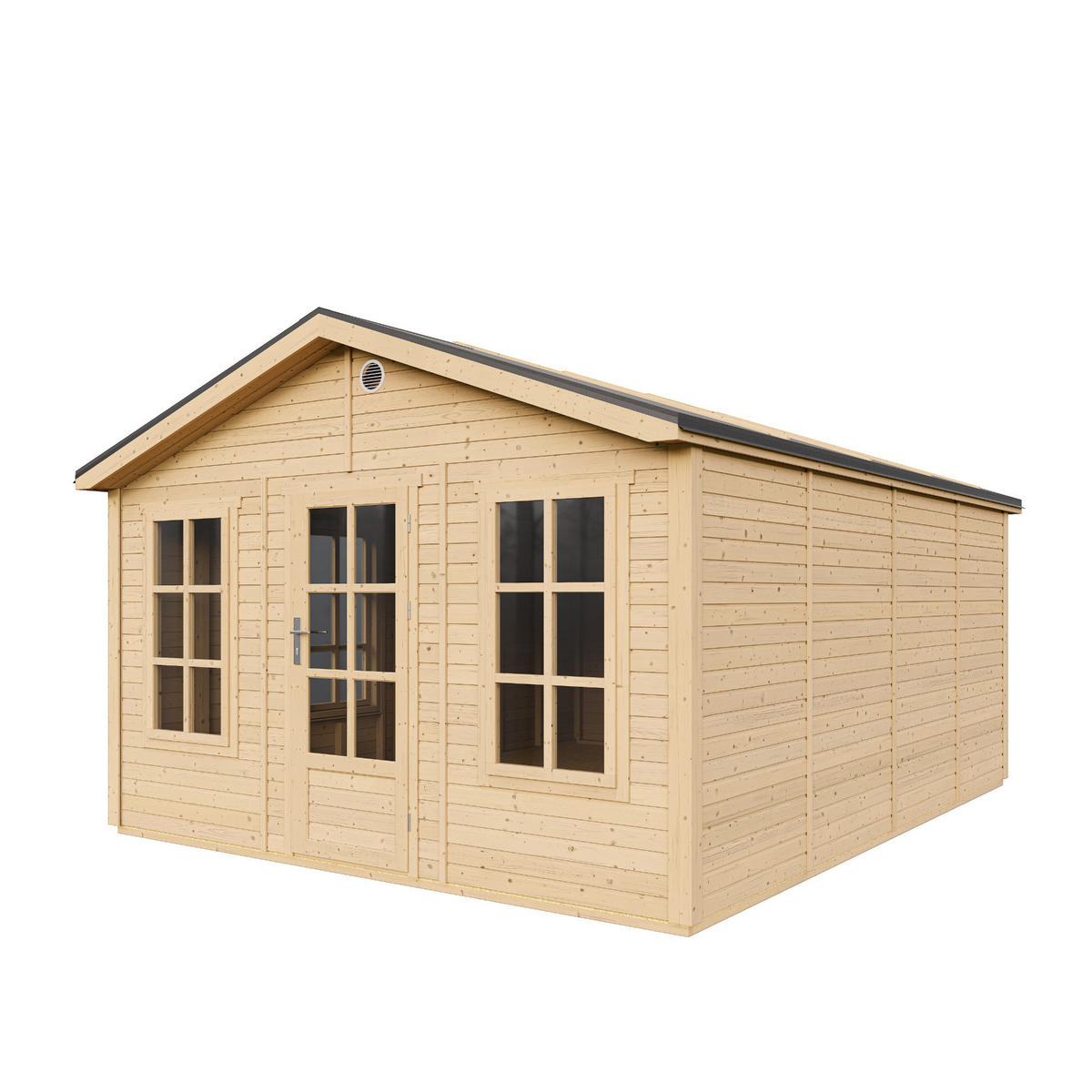 GARTENHAUS HOLZ M736 370 x 480 cm - Naturfarben, Holz (382/276/512cm) - Timbela
