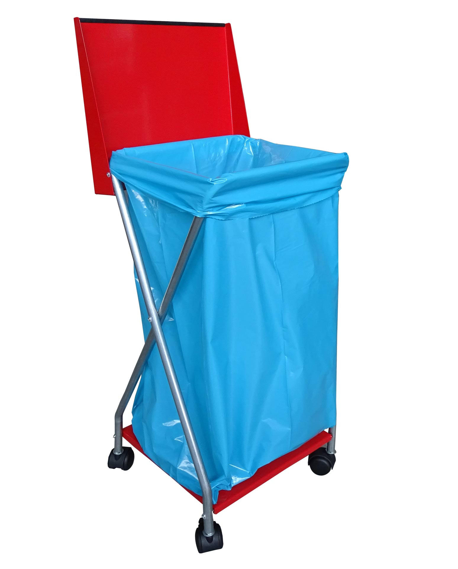 ROLLBARER Müllsackständer mit 4 Rollen 120 Liter - Rot, Metall (38/90/38cm) - QUICK STAR