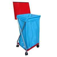 ROLLBARER Müllsackständer mit 4 Rollen 120 Liter - Rot, Metall (38/90/38cm) - QUICK STAR