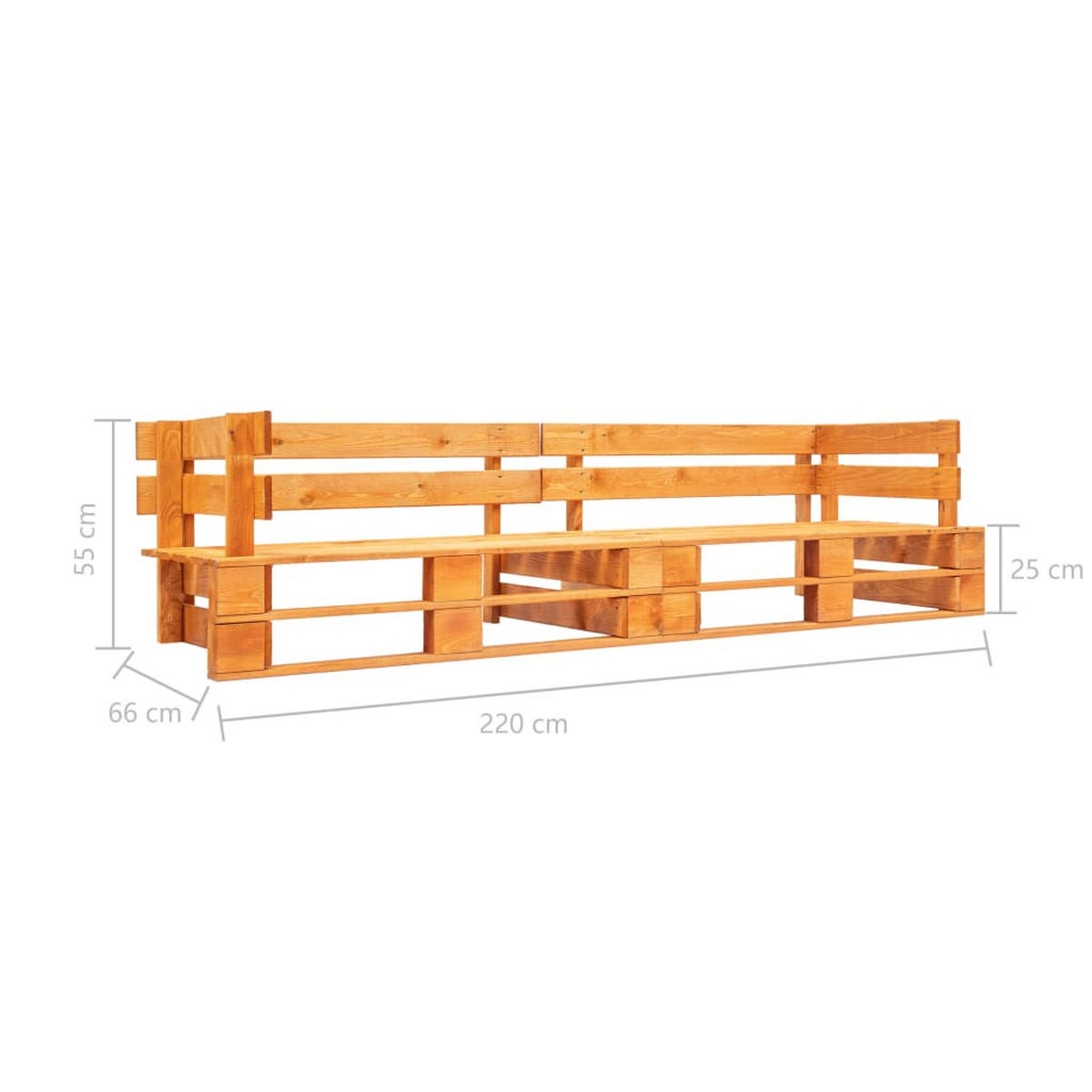 GARTEN-PALETTENSOFA 2-Sitzer Honigbraun Holz - Braun, Holz (220/55/66cm) - furnicato