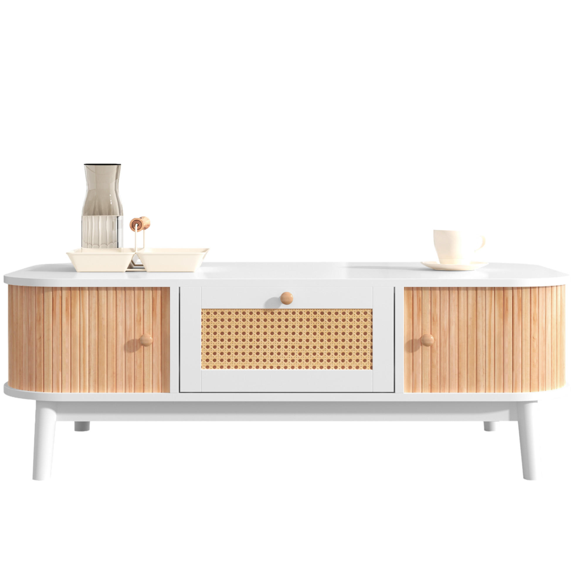 COUCHTISCH 110/55/38.5 cm Weiß aus MDF mit Stauraum - Weiß, Holzwerkstoff (110/55/38.5cm) - OKMYHOME