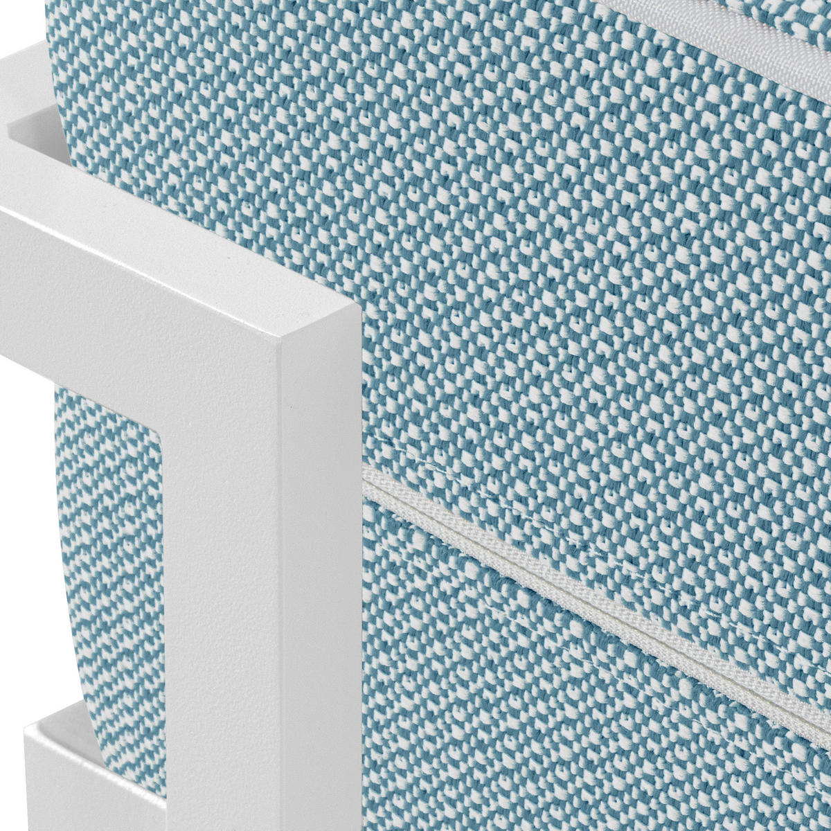 GARTENLOUNGE-HOCKER TRIGLO auf Metallfüßen, Modern, Weiß - Blau/Weiß, Textil/Metall (69/44/54cm) - KONSIMO®