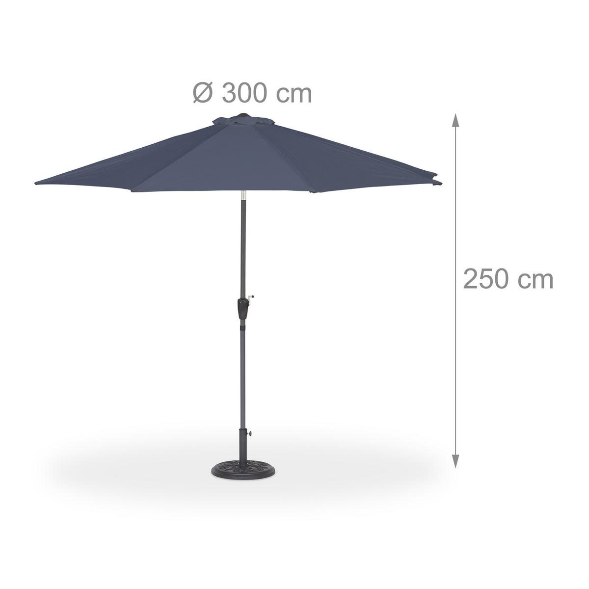 SONNENSCHIRM - Anthrazit, Textil/Metall (300/300cm) - Relaxdays