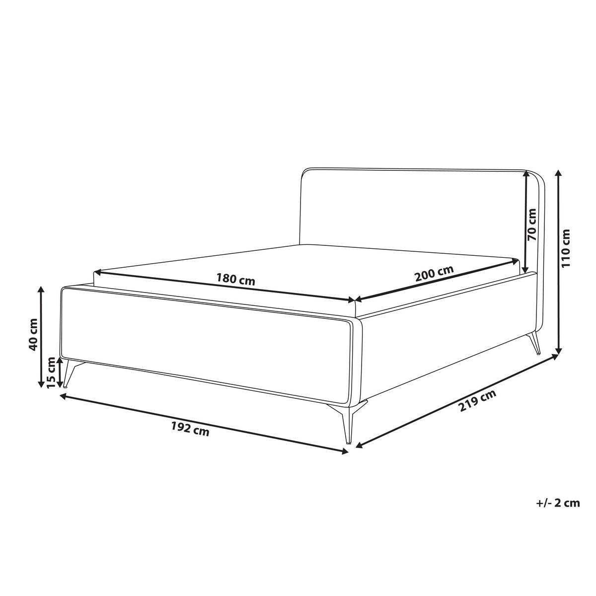 BETT mit Lattenrost 180/200 cm Hellbeige Valognes - Beige/Schwarz, Textil (180/200cm) - Beliani