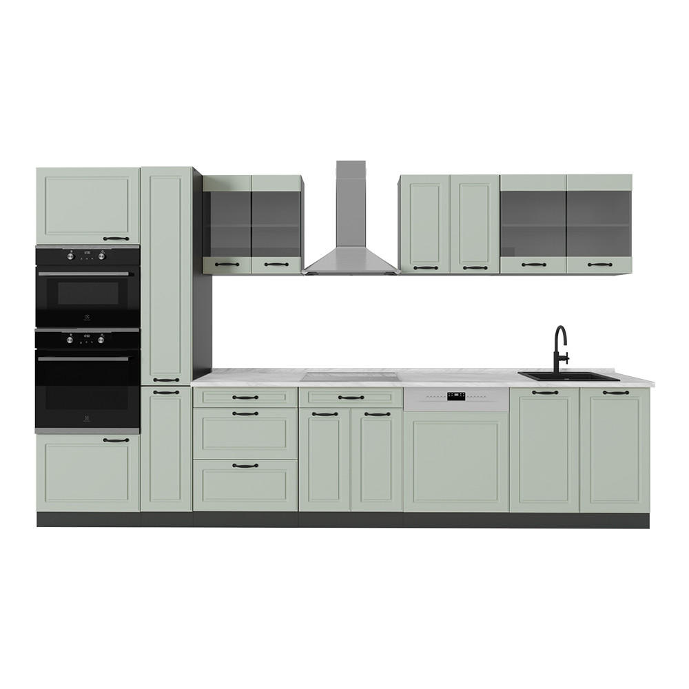 Vicco Küchenzeile Grün, Anthrazit 350x206.8x60 cm