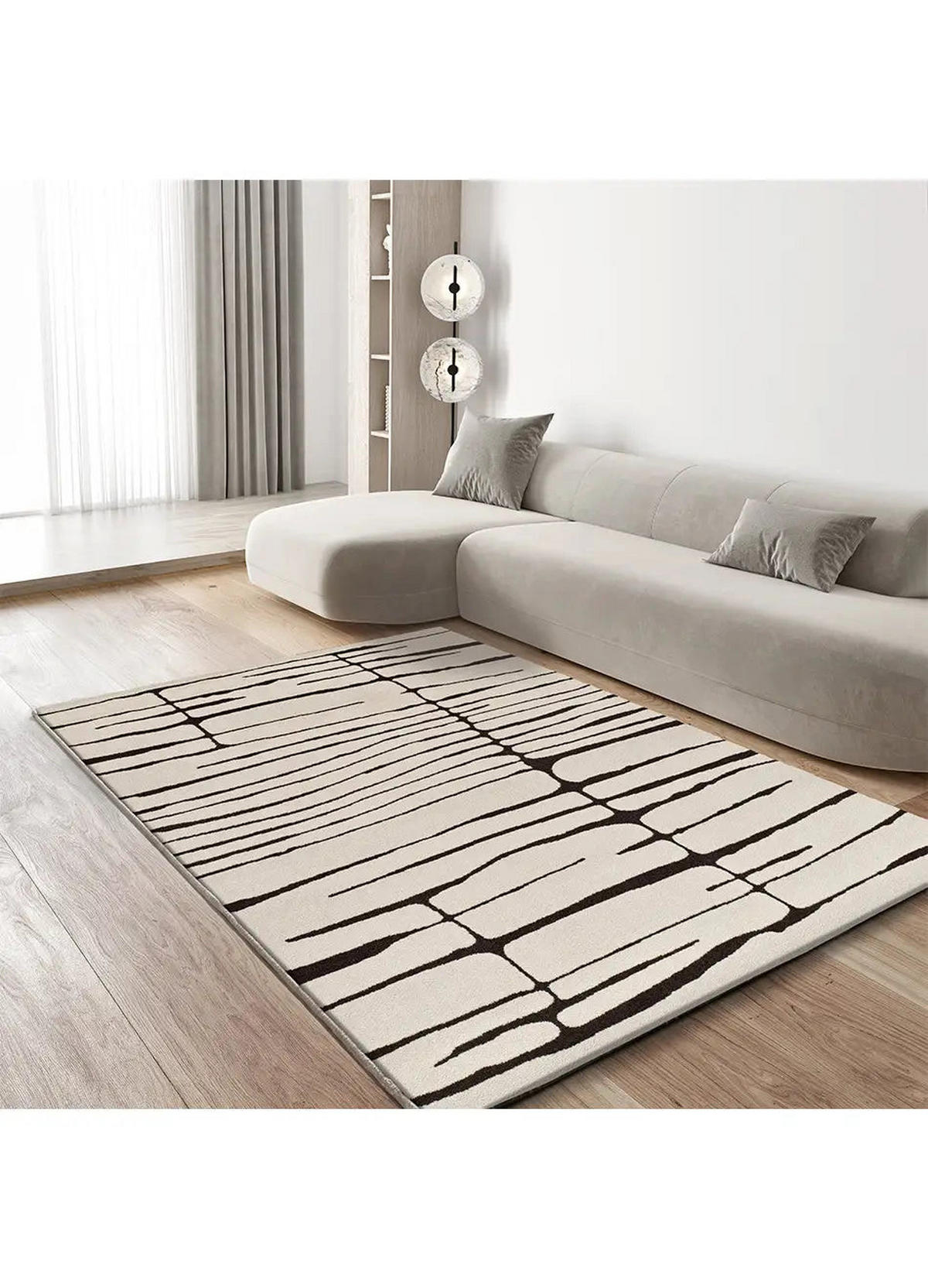 KURZFLORTEPPICH Weiß / Schwarz Retro 160/230 cm - Schwarz/Weiß, Naturmaterialien/Textil (160/230cm) - Atticgo